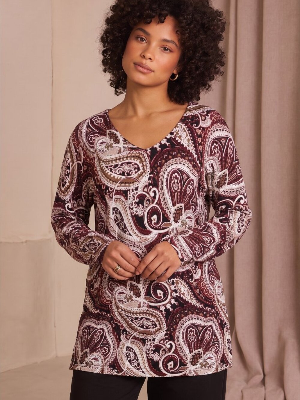 Dress Barn Paisley Print Long Sleeve Sweater